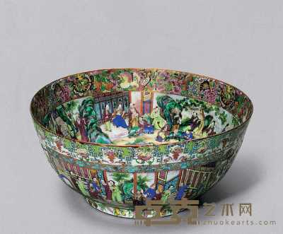 19世纪 广东粉彩人物纹大碗 直径46cm